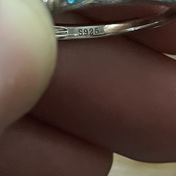 NEW Pink & Blue Stones 925 Sterling Silver Ring In Size 8 - Picture 7 of 9